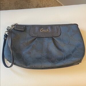 Coach Navy Signature Wristlet